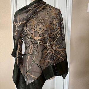 Sheer Large Square Scarf Geometric Pattern